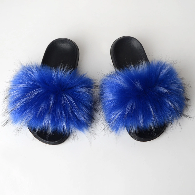 Wholesale Fur Slides Female, Popular Soft Fur Slippers Women, Multicolor Fur Sandals Women