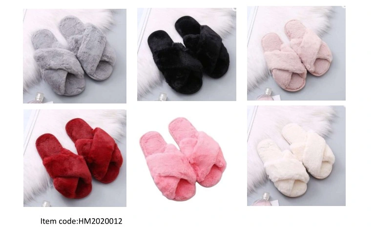 Womens Fuzzy Slippers Soft Plush Open Toe Faux Fur House Slide Sandals Indoor SPA Bedroom Flat Shoes with Elastic Strap