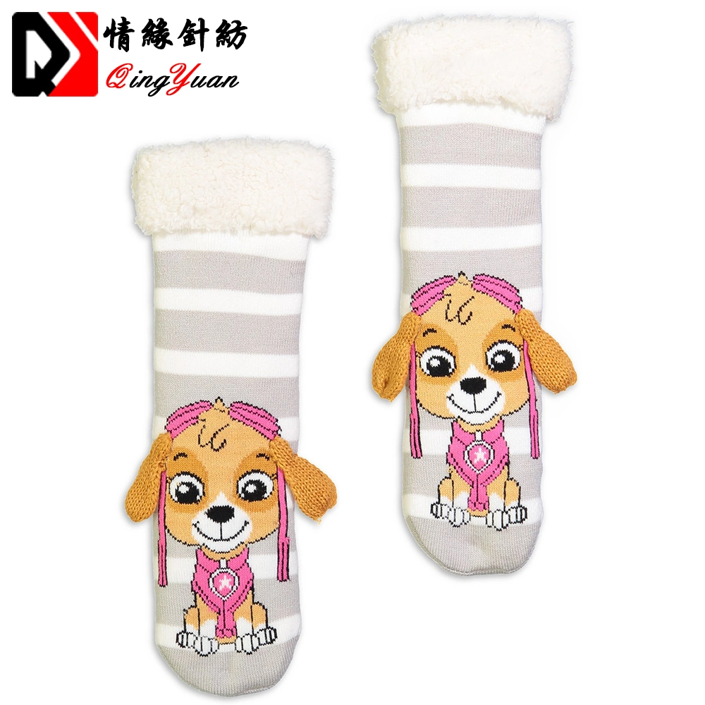 Custom 3D Cartoon Sherpa Fuzzy Socks Young Teens Indoor Slipper