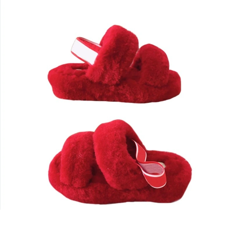 Wholesale Fur Slides for Women Ladies 2 Strap Sandals Factory Wholesales Slippers