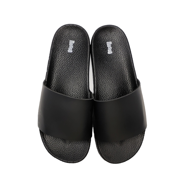 Greatshoe Lightweight Custom Slide Sandals, Black PVC Indoor and Outdoor Slippers for Men