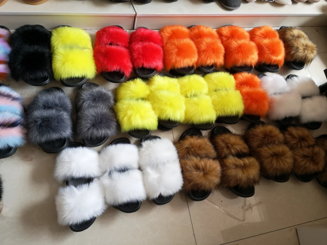 Women Indoor House Flat Fluffy Designers Furry Wholesale Fur Super Soft Home Luxury House Ladies Slippers for Women