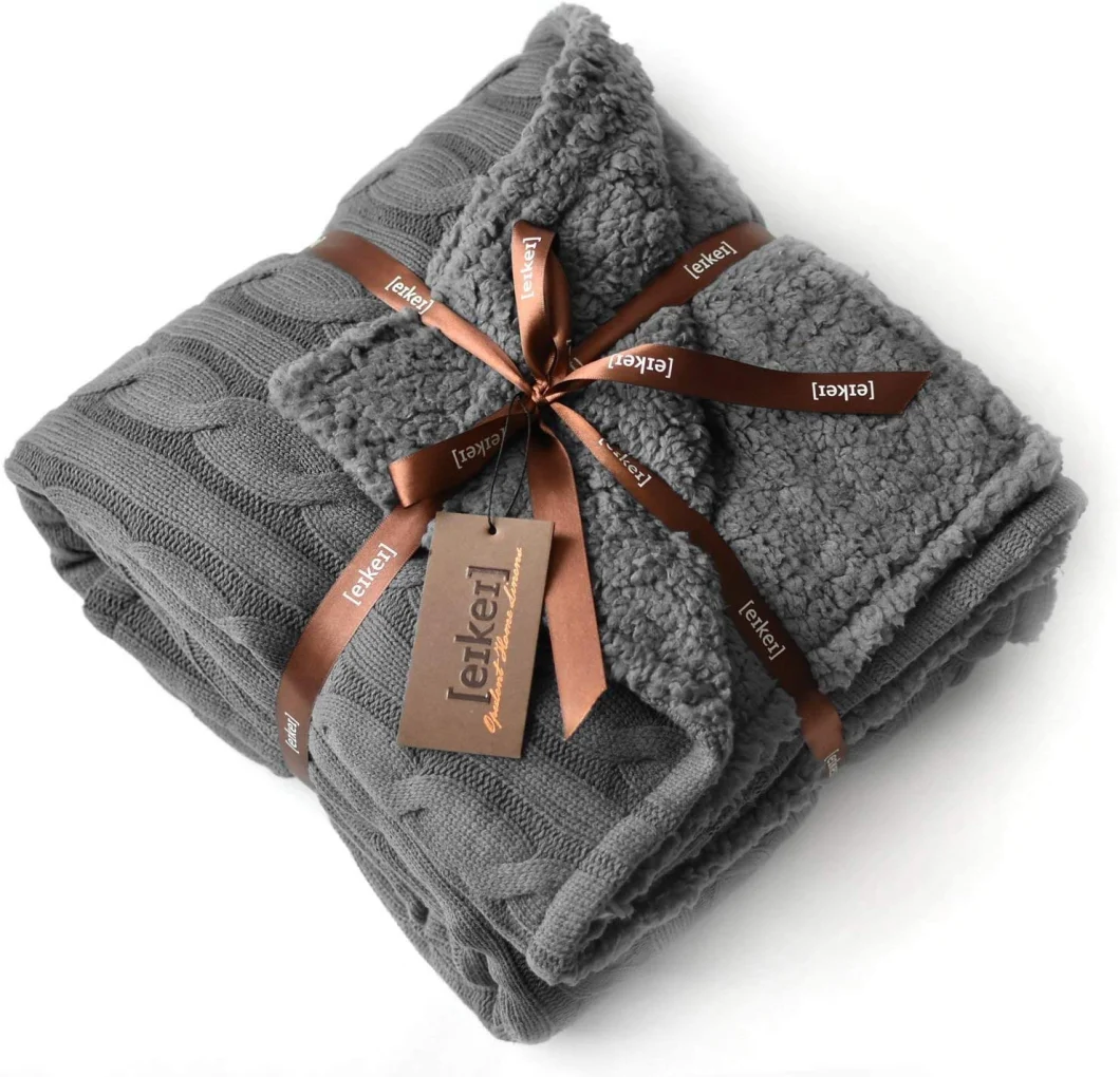 Throw Fluffy Cable Knit Faux Sherpa Blankets Large Faux Sheepskin Knitted Throw Blanket