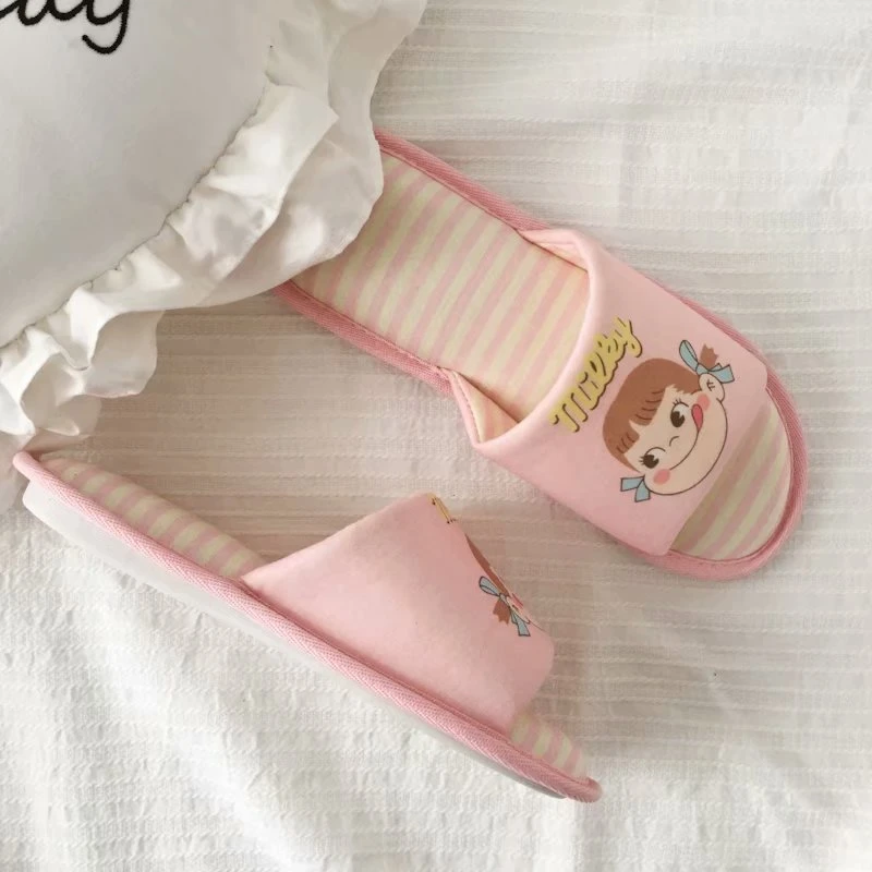 Fashion Cartoon Sandals and Slippers Female Home Indoor Couple Pure Cotton Breathable Non-Slip Slippers