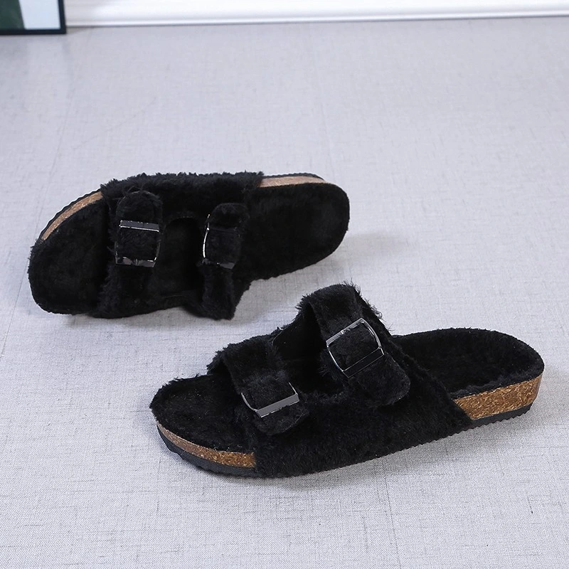 Wholesale Soft Fur Slippers, Cheap Price Women Sandals, Big Size 11 Ladies Slippers