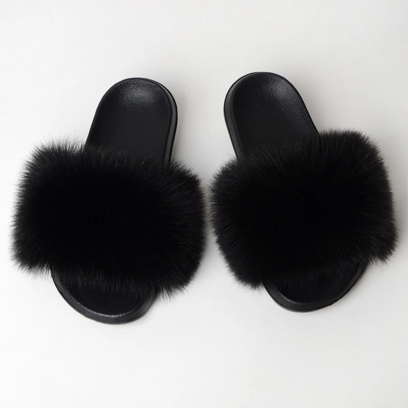 Wholesale Fur Slides Female, Popular Soft Fur Slippers Women, Multicolor Fur Sandals Women