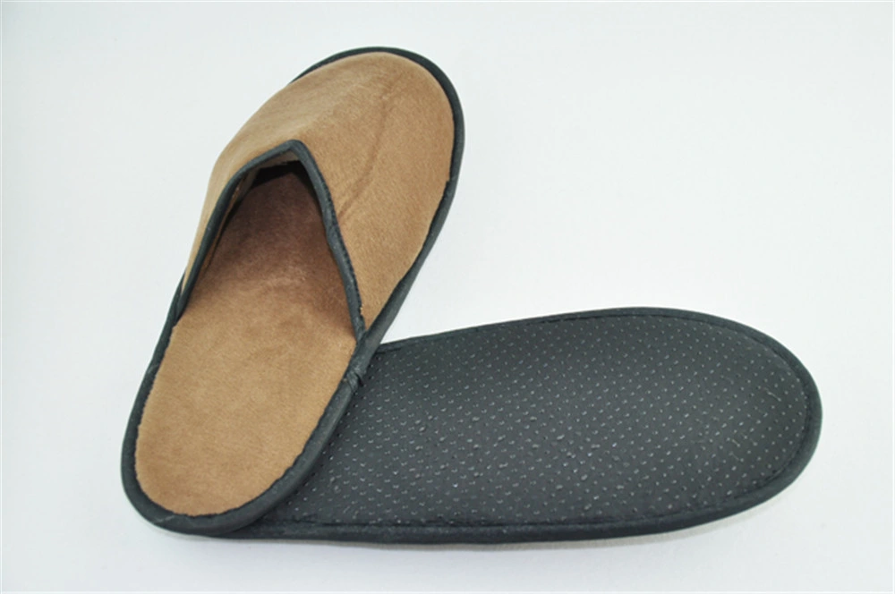 High Level Poly Velour Close Toe Slippers Gold Color