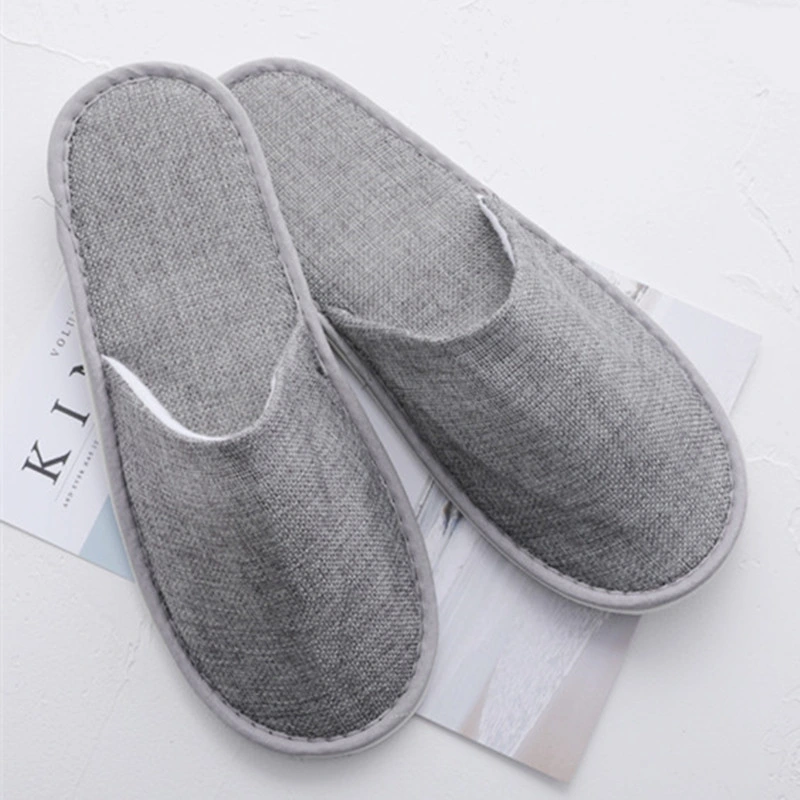 100% Cotton Linen Slippers Close Toe