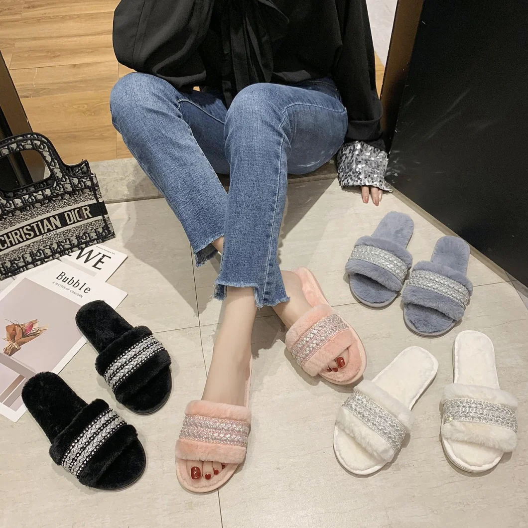 Wholesale Soft Fur Slippers Slides, Cheap Price Ladies Sandals, Leisure Outdoor Women Slippers