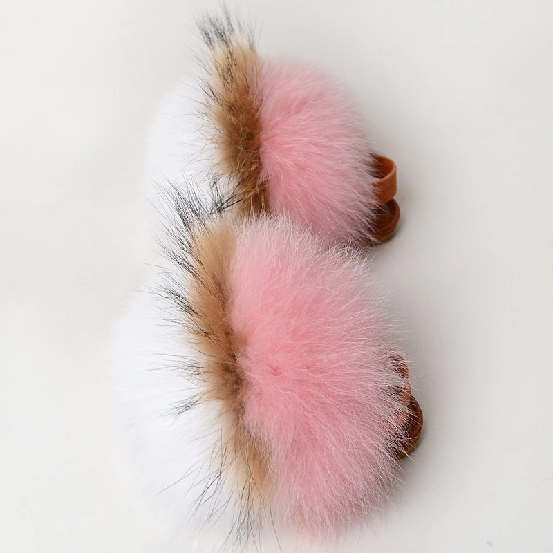 Wholesale Kids Fur Slippers, Kids Fur Slides with Back Strap, Real Fur Soft Fluffy Kids Fur Sandals