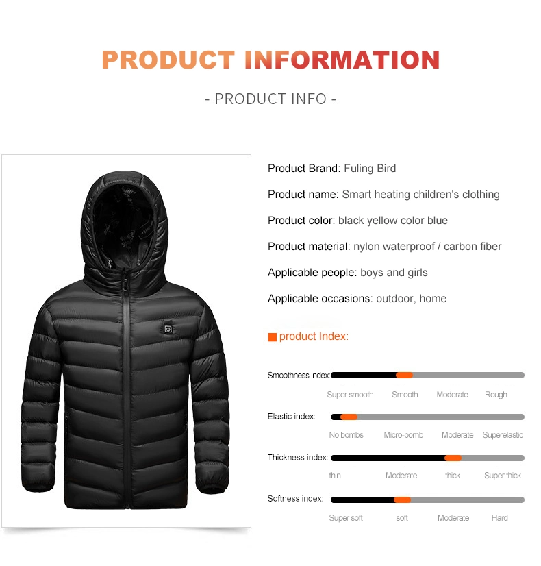 USB Interface Smart Electric Heated Jacket Winter Warm Kids Th23001