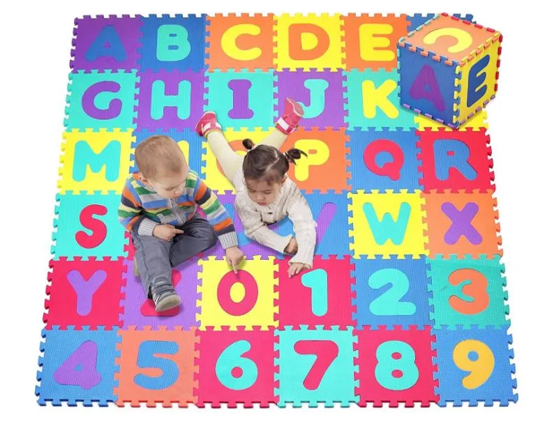 Alphabet and Numbers, 9 Tiles (Each Tile Measures 12 X 12 Inch for a Total Coverage of 9 Square Feet) Foam Puzzle Play Mat