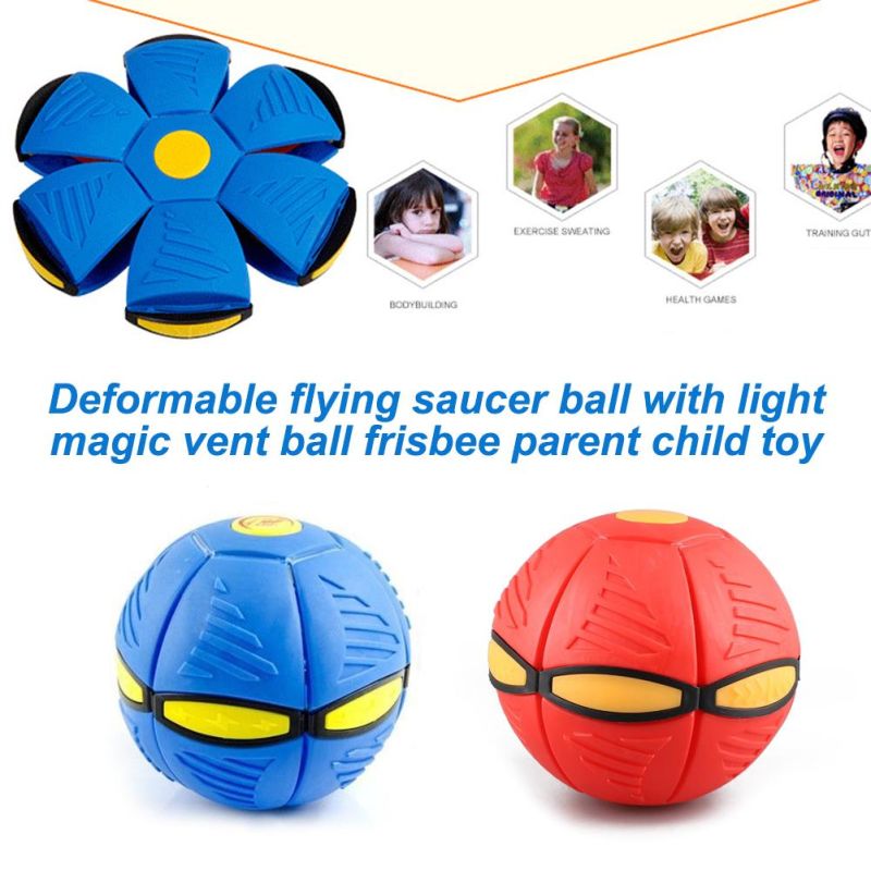 New Cute Magic UFO Deformable Flying Saucer Ball with Light Magic Vent Ball Toy