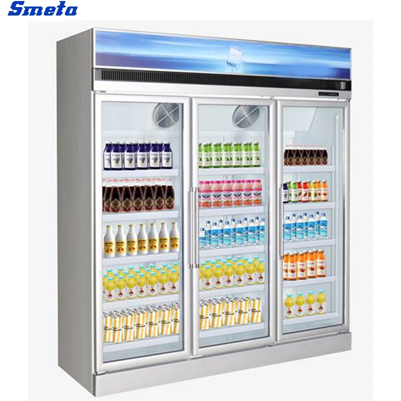 Smeta 3 Door Upright Supermarket Display Freezer Refrigerator Showcase