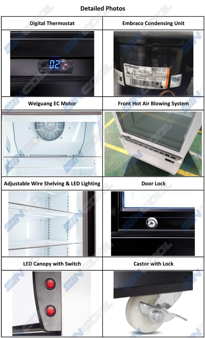 Upright Single Glass Door Beverage Cooler for Supermarket Display