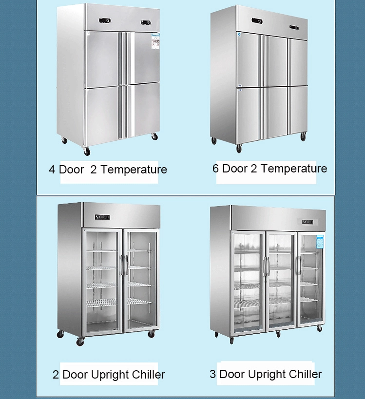 2, 4, 6 Door Commercial Upright Freezer Refrigerator Fridge for Restaurant Hotel Canteen