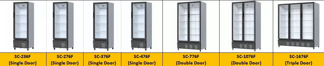 No Frost One Door Cooler Supermarket Display Cabinet Showcase Freezer