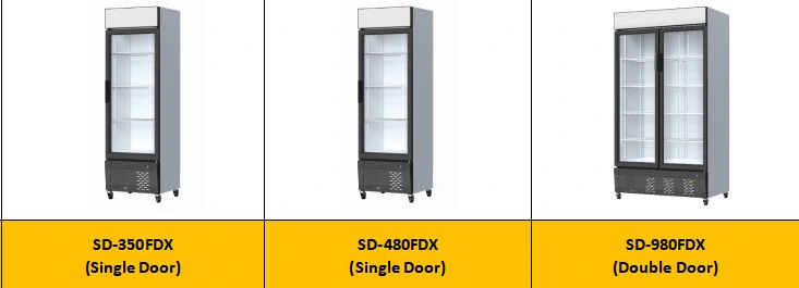 No Frost One Door Cooler Supermarket Display Cabinet Showcase Freezer