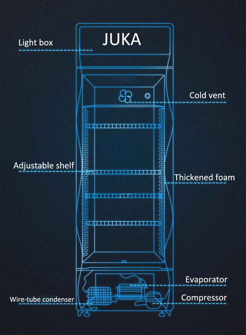 268L Solar Display Cooler with One Glass Door Cabinet Refrigerator