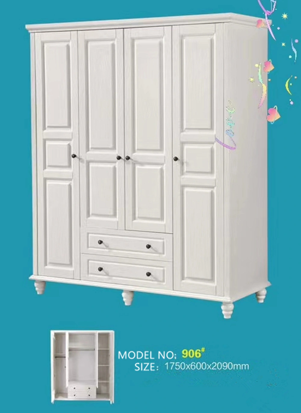 Wholesale Cupboard Modern Armoire Free Standing Almirah Wood Closet Wardrobe