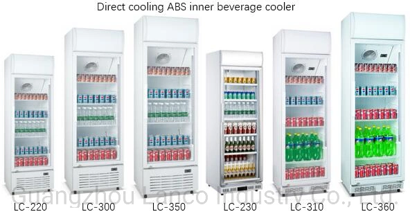 220L Factory Glass Door Plastic Inner No Frost Beverage Showcase