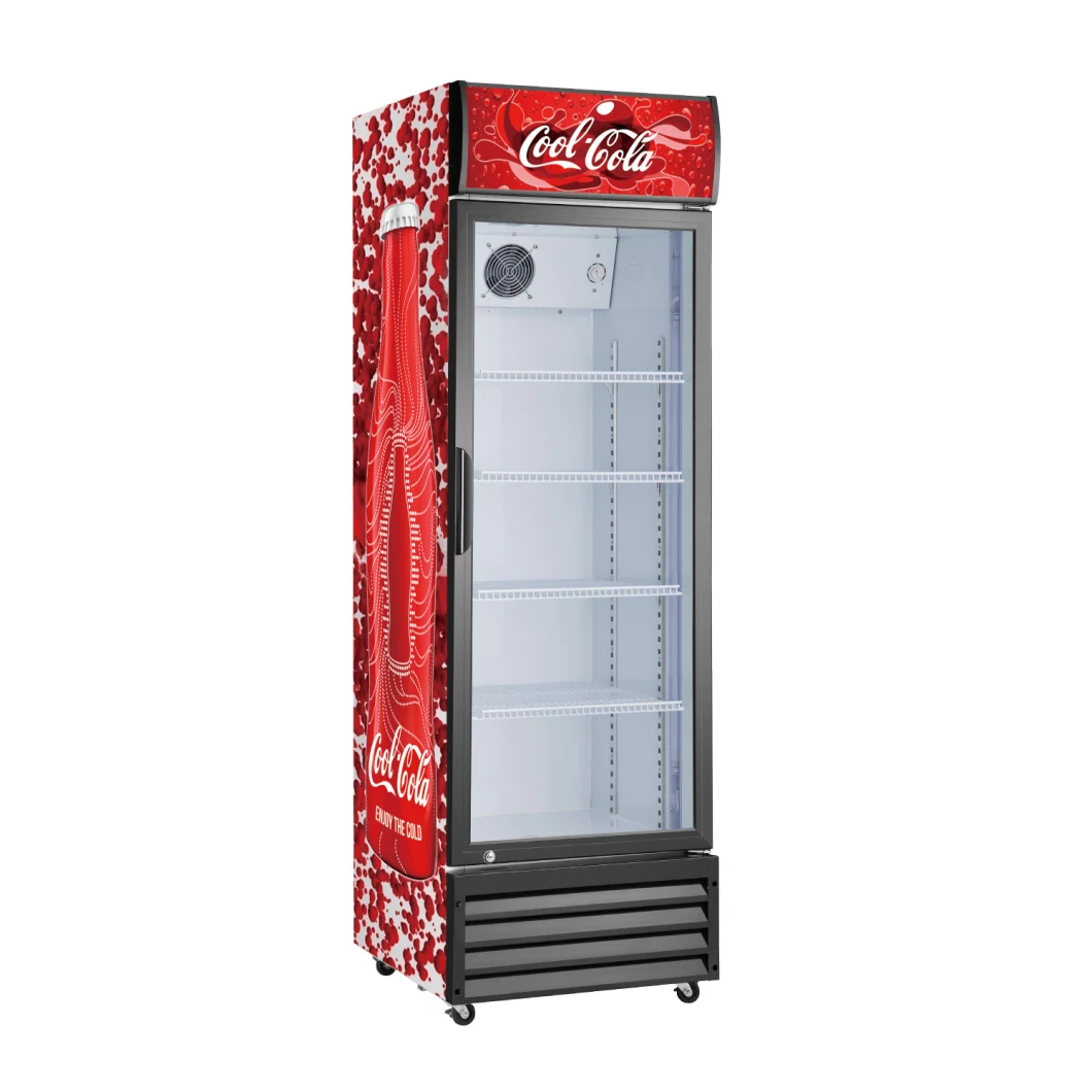 Commercial Beverage Upright Cooler Tempered Glass Single Door Beer Soft Drink Showcase