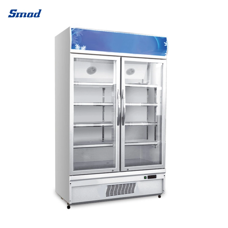 520L Double Door Beverage Cooler Upright Display Showcase