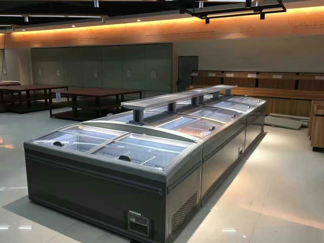 Commercial Chest Deep Display Glass Door Freezer for Supermarket