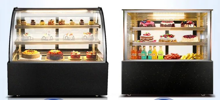 Stainless Steel Curve Glass Showcase Cooler Bread Display Refrigerator with CE Certificate