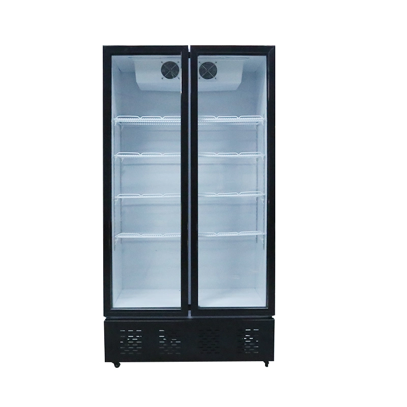 Big Capacity 663L Double Door Display Cooler Drink Beverage Display Showcase