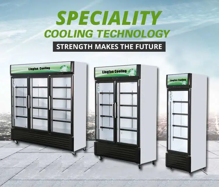 Vertical Display Chiller Supermarket Storage Cooler Drink Display Fridge with Fan Cooling