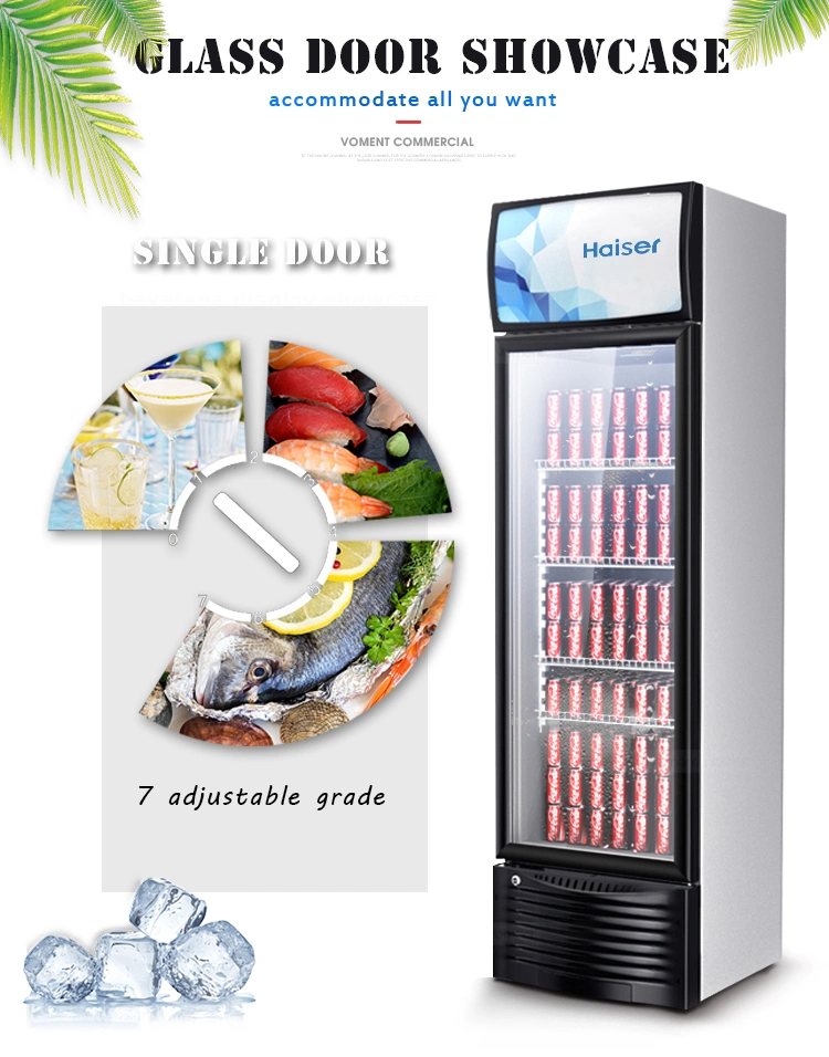 280L Commercial Pepsi Fridge Beverage Chiller Upright Single Glass Door Showcase Fridge