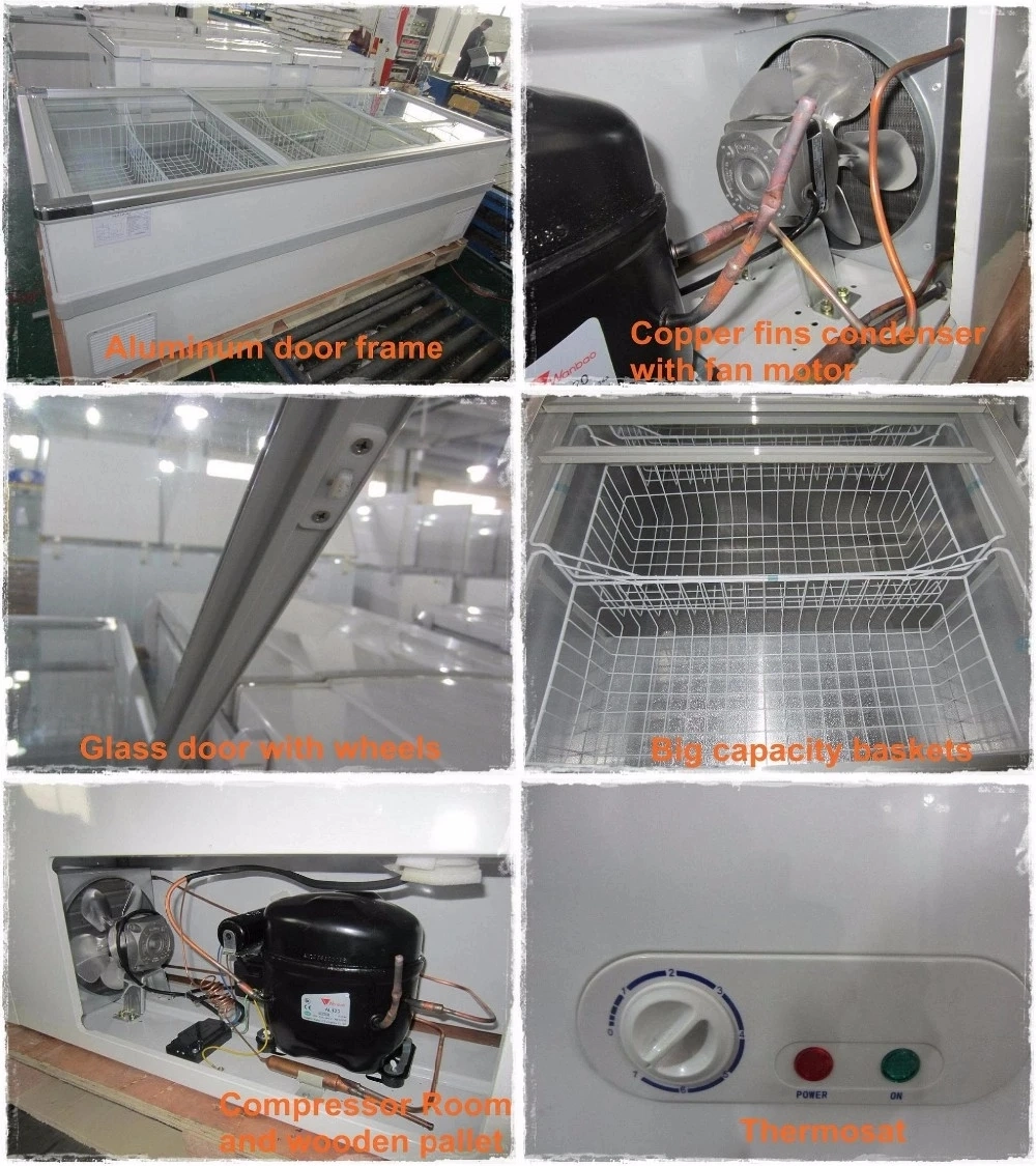 Sliding Glass Lid Chest Freezer Display Refrigerator for Supermarket Restaurant