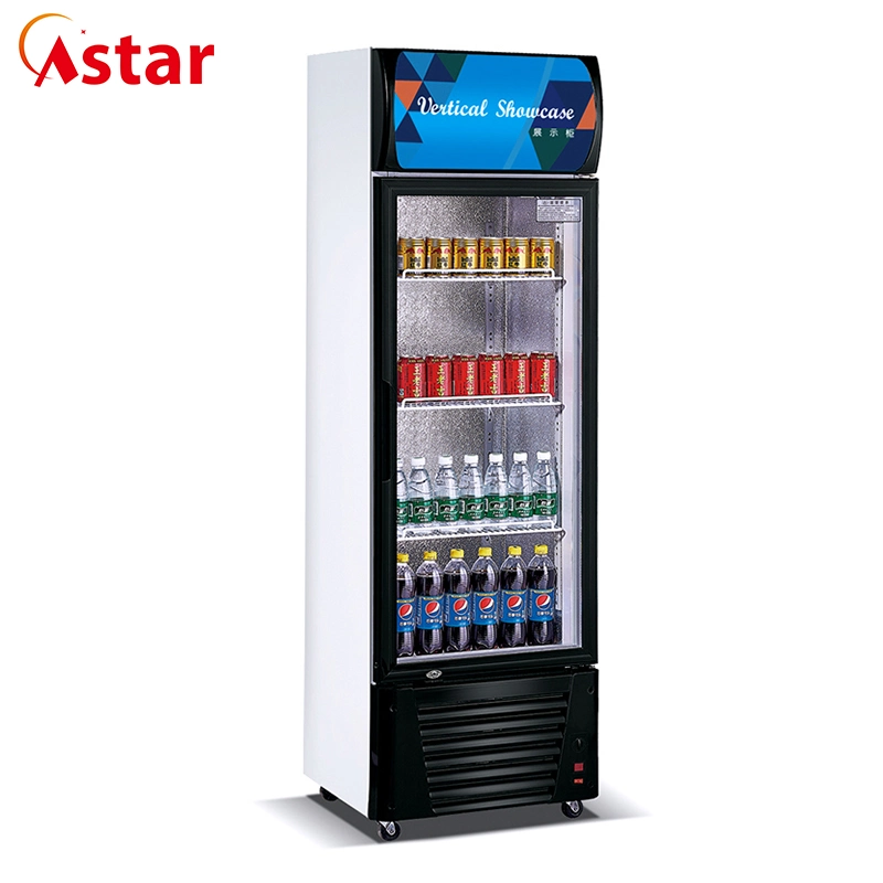 Supermarket Two Shelves Double Doors Commercial Beverage Refrigerator