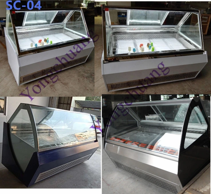 Ce Approval Ice Cream Display Freezer with French Tecumseh Compressor