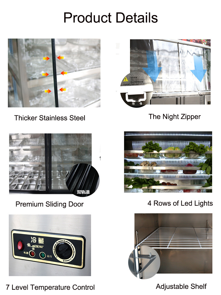 Malatang Salad Bar Upright Showcase Cooler Chiller Cooler Restaurant Fridge