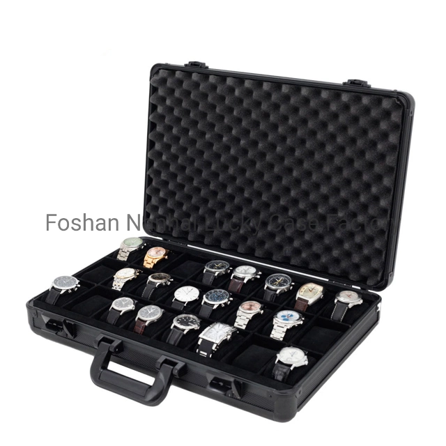 Aluminum Black Watch Case 25 Watches Display Storage Case