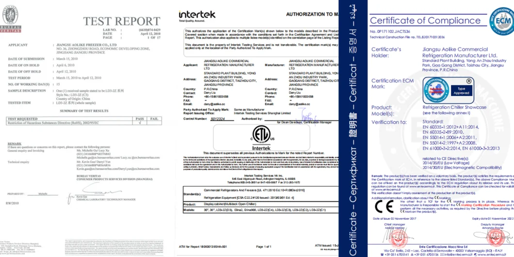 Ce, CB Certificated Commercial Refrigerator with Dynamic Cooling System in New Design