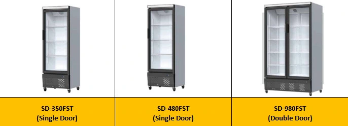 Upright Single Door Display Frozen Food Supermarket Commercial Freezer