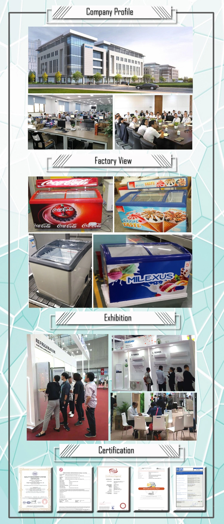 250L Transparent Sliding Glass Door Display Showcase Freezer Ice Cream Chest Freezer