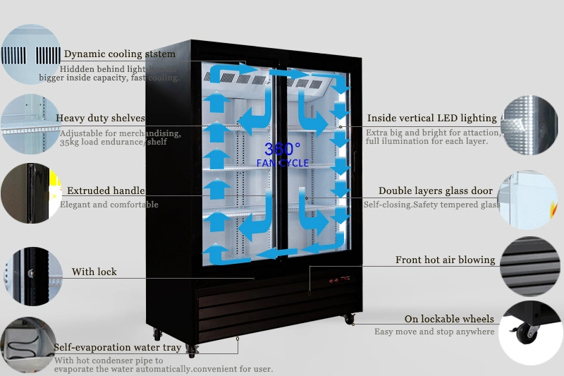 400L Commercial Refrigerator Glass Door Bar Counter Drinks Display Beer Fridge for Energy Drink Showcase