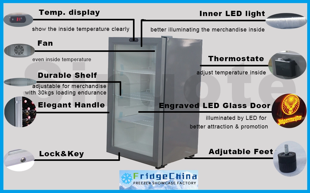 21L Hotel Mini Refrigerator Mini Fridge with Glass Door