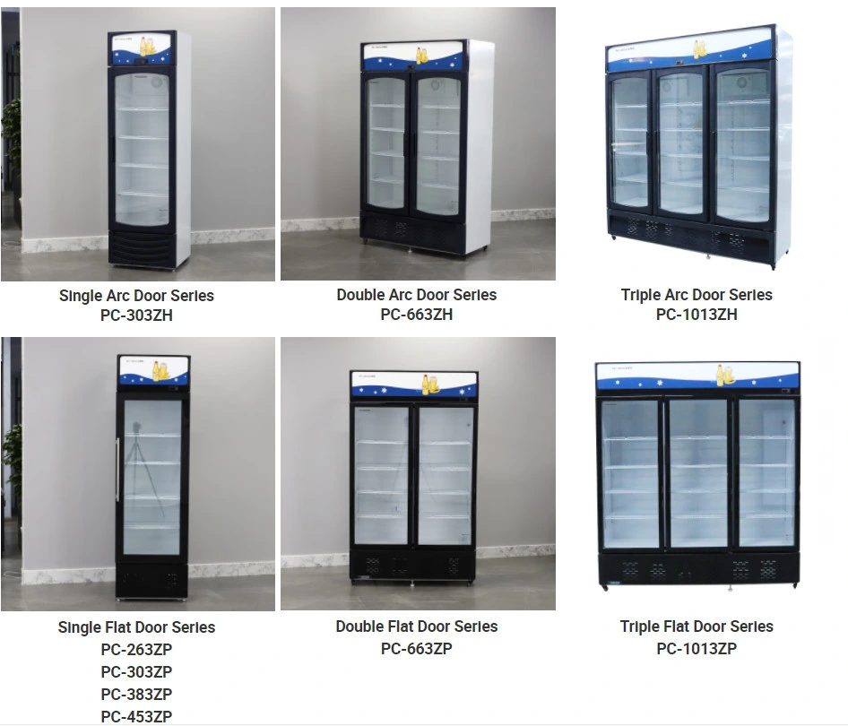 Double Doors Defrosting Glass Door Supermarket Refrigerator Commercial Freezer