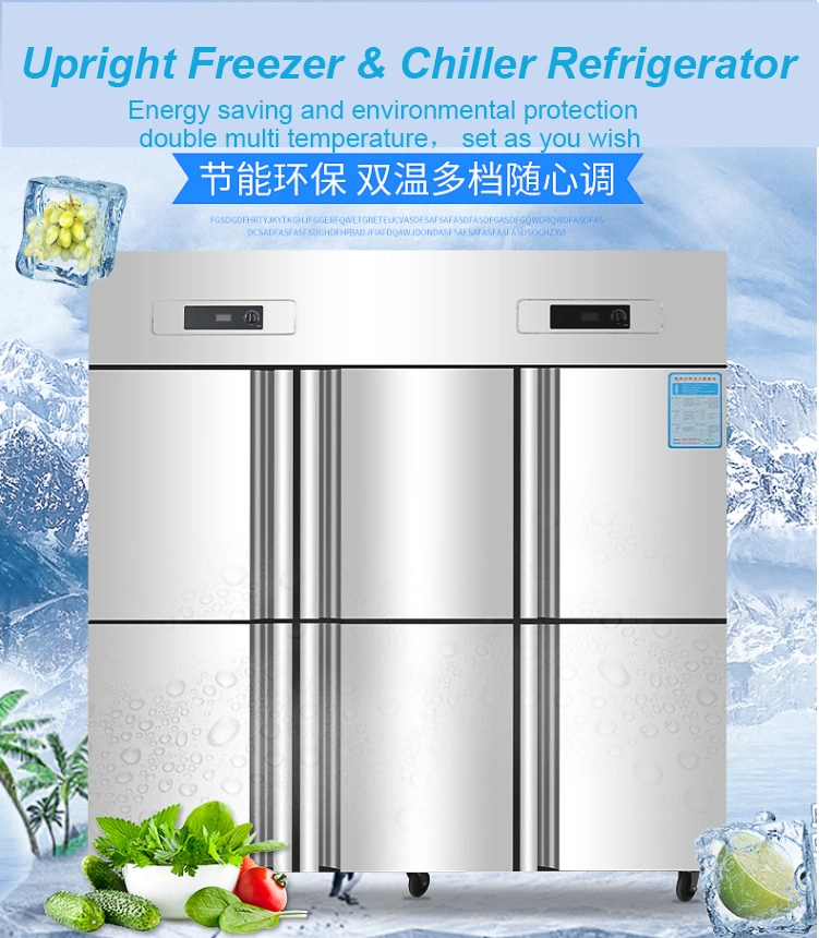 Commercial Kitchen 2 4 6 Door Freezer and Refrigerator Commercial Fridge for Restaurant Hotel Salad Bar