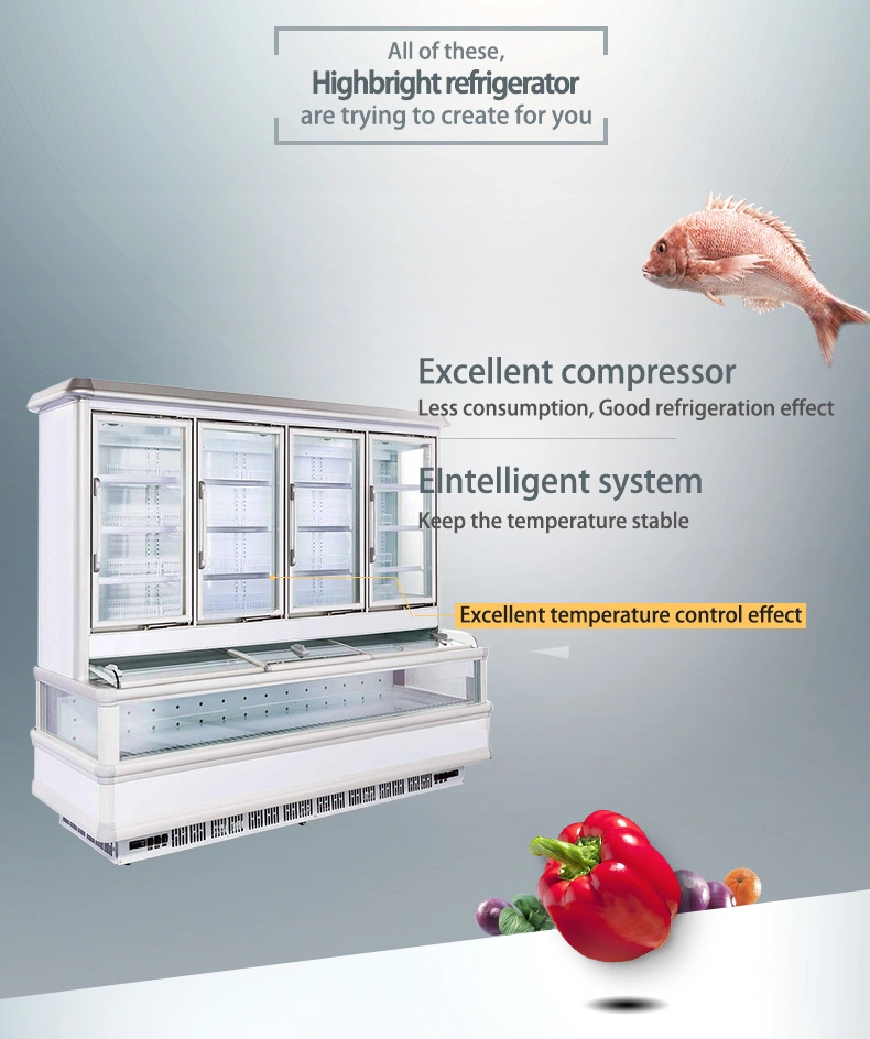 Supermarket Commercial Refrigerators Built-in Type Fan Cooling Chiller Combined Freezer