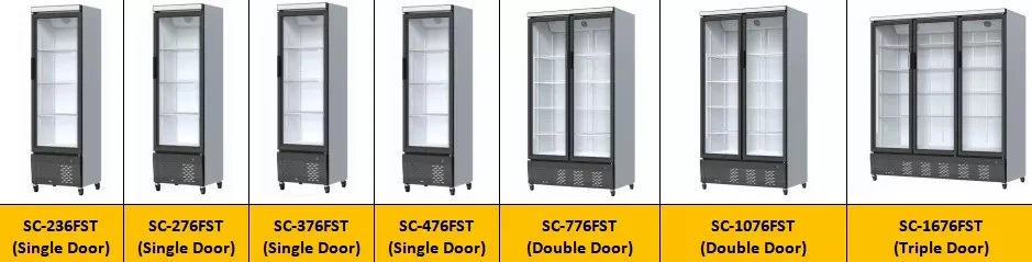 No Frost One Door Cooler Supermarket Display Cabinet Showcase Freezer