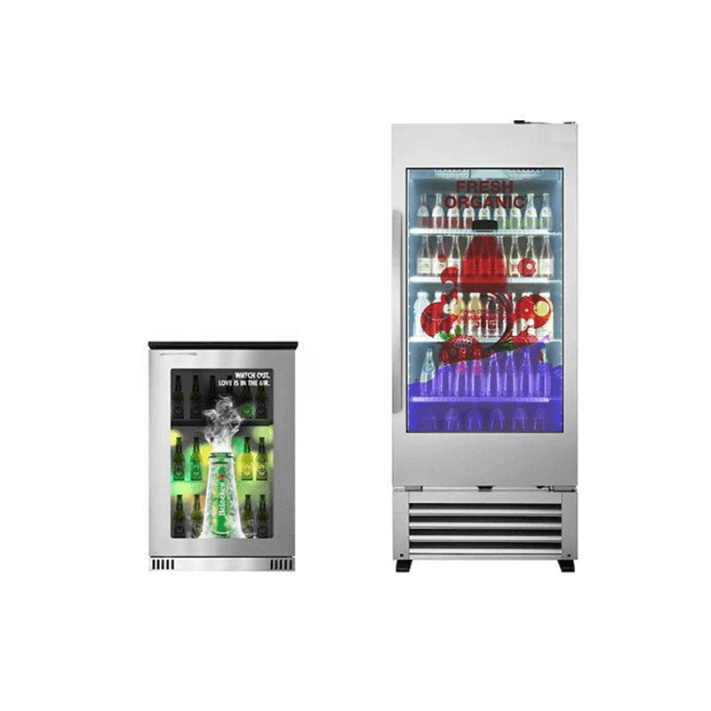 LCD Touch Screen Display Refrigerator Upright Showcase 37inch Beverage Fridge Cooler High Quality Freezer