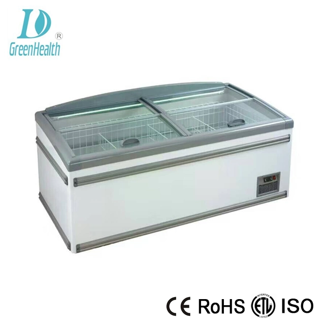 Glass Door Combined Supermarket Island Freezer / Display Freezer Automatic Defrost