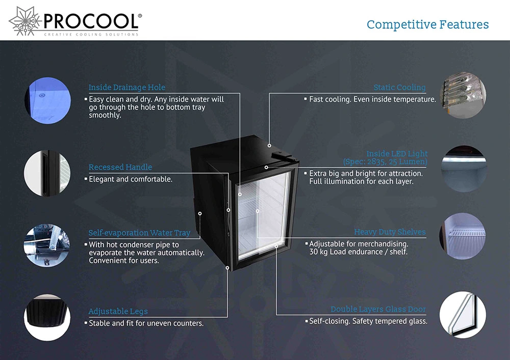 Mini Micro Fridge with Glass Door for Beverage and Drink