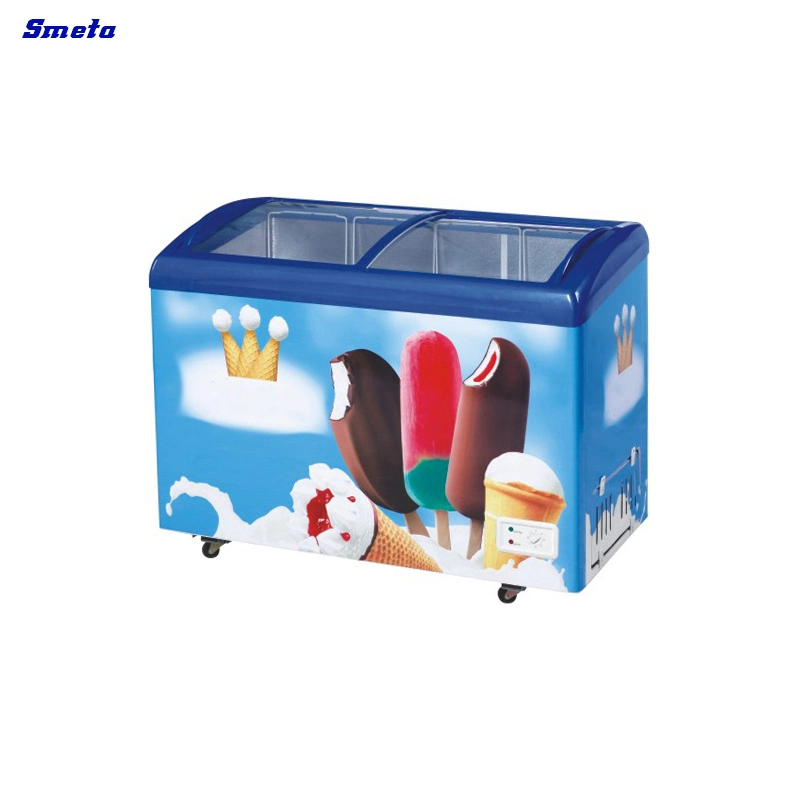 Smeta OEM Double Door Commercial Ice Cream Display Freezer Showcase